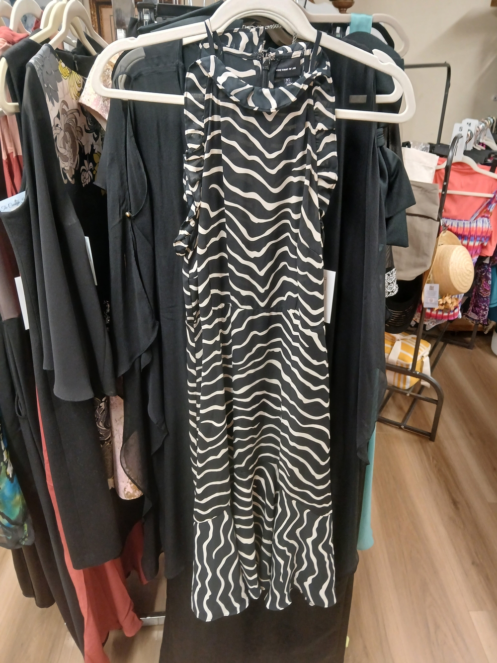 Who What Wear Black and White Zebra Print Midi Dress